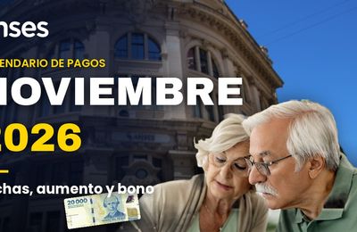 Pareja de jubilados frente a la sede de ANSES revisando el calendario de pagos de noviembre 2026